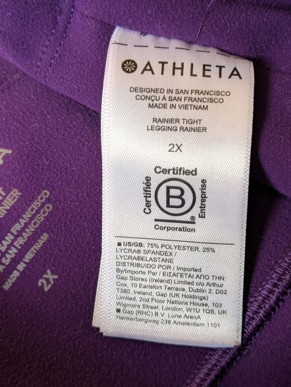 Athleta Rainier Tight Leggings Purple Violet Yoga Fitness Workout Pants 2X - Picture 15 of 16